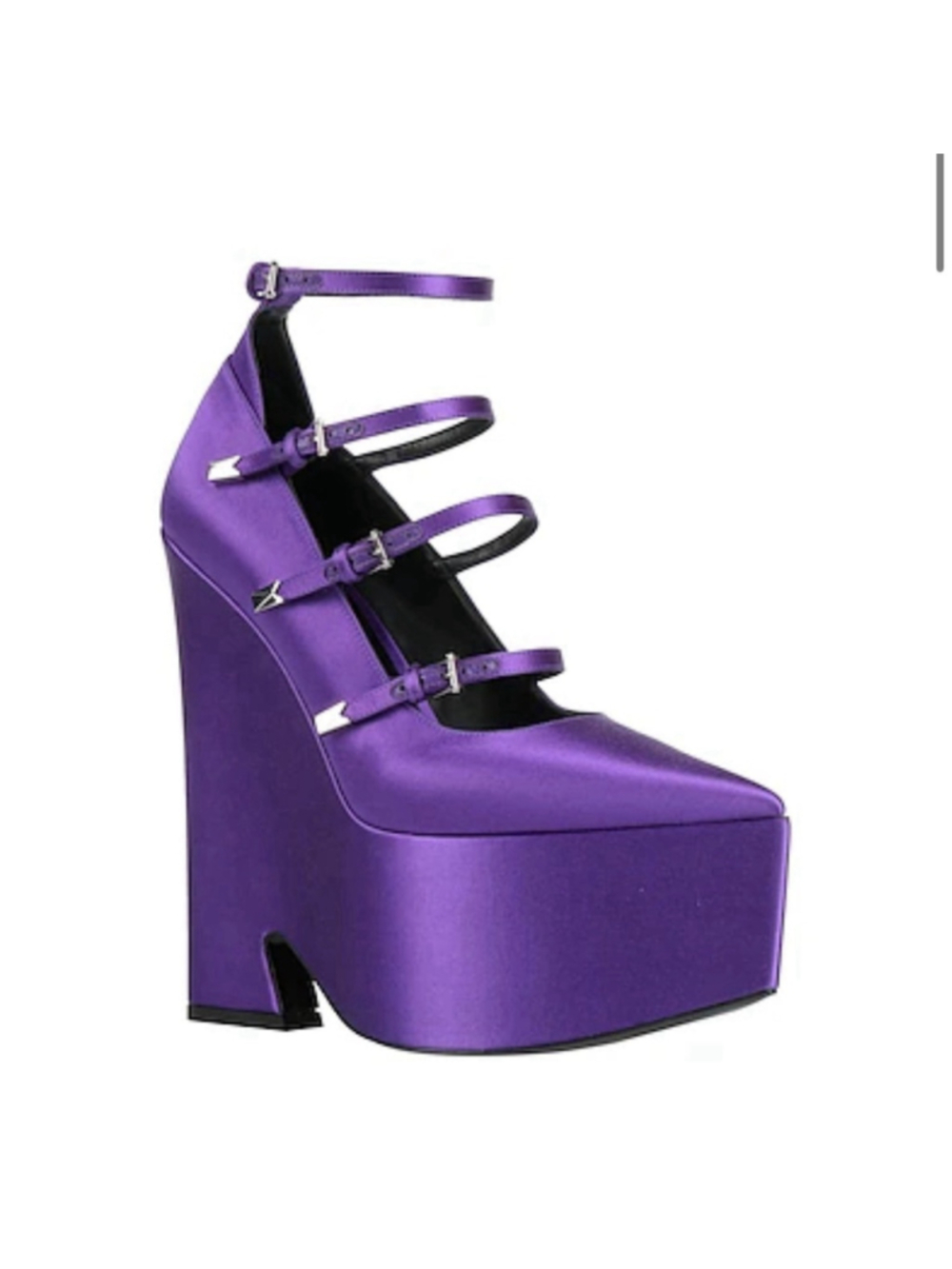 Versace Tempest Platform Pumps Purple Satin Strappy Mary Jane Heels IT 39.5